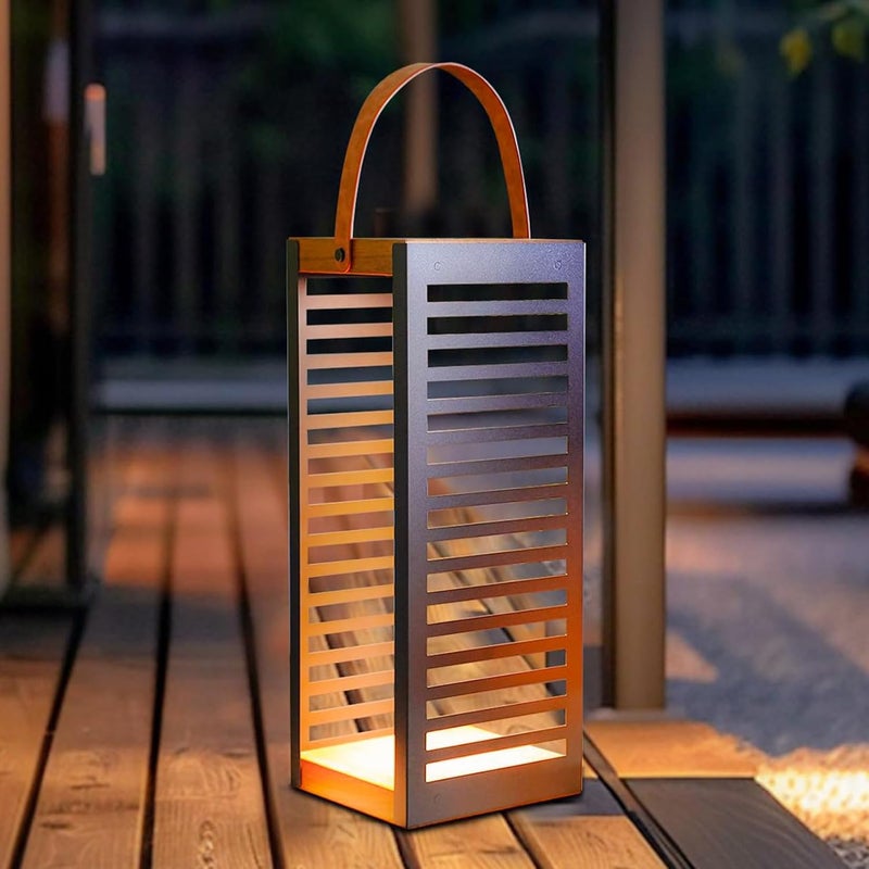 Solar Yard Outdoor Floor Lamp Solar Powered Light, Patio Waterproof Metal Solar Lantern with Handle, Plant Decor for Patio, Yard, Porch, Large - Image 1